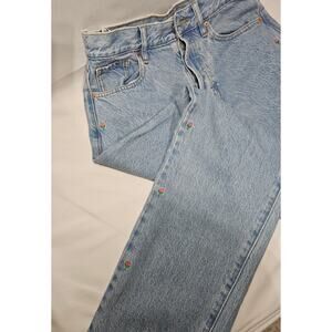 Pac Sun Women's Dad Jeans with Cute Pink Flowers Size 25